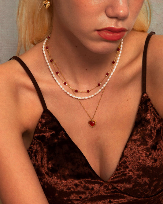 Carnelian Stone Heart Necklace - En Route Jewelry