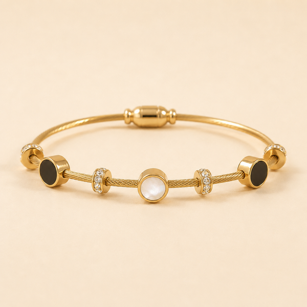 Pulseira Bangle Esmalte e Madrepérola