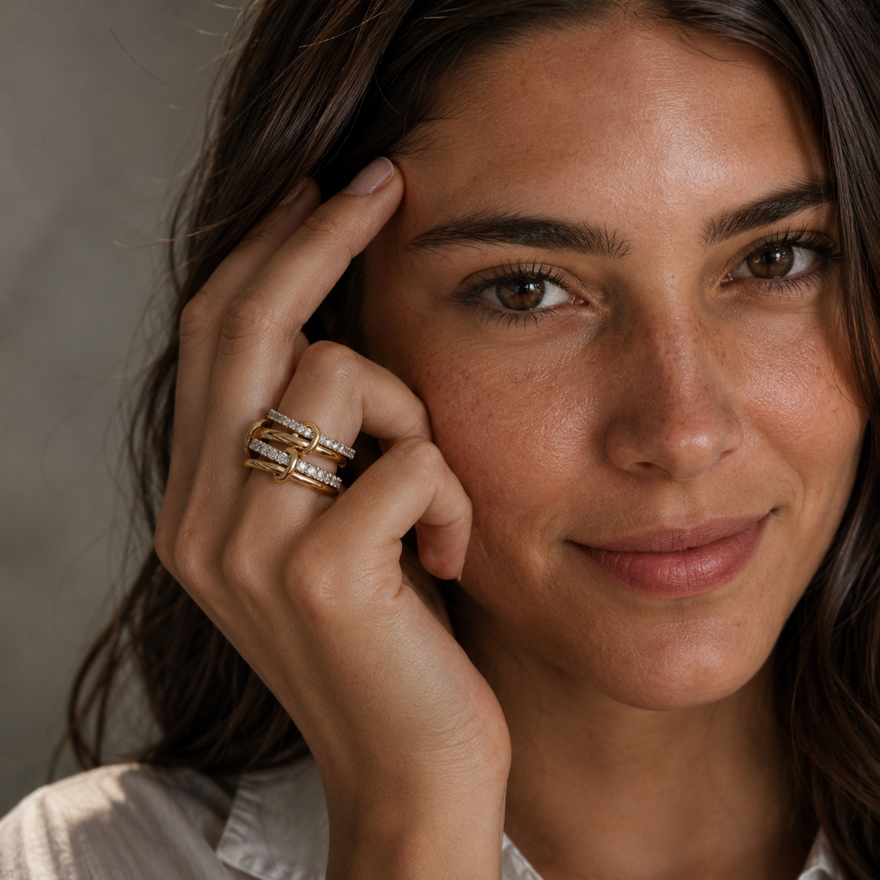 Set de Anéis Orbit com Zircónia