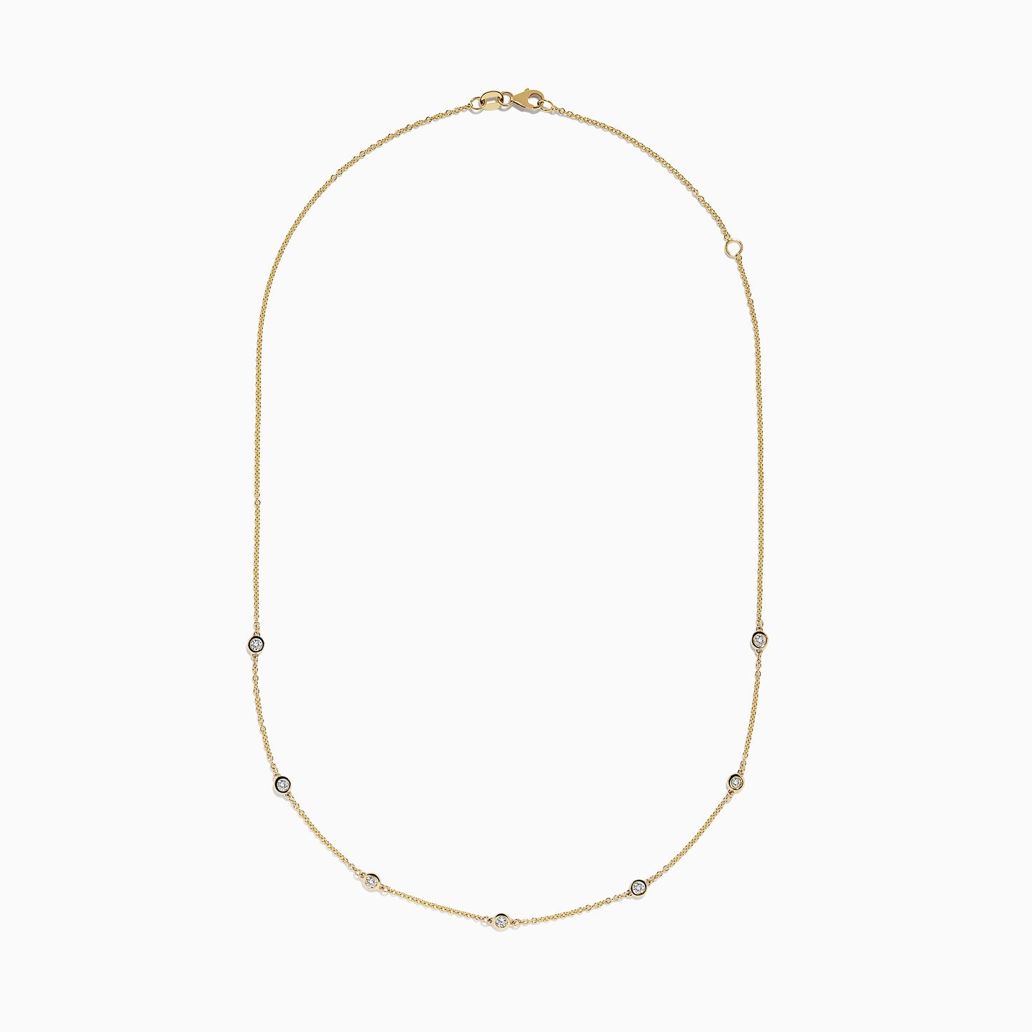 The DOro 14K Gold Diamond Station Necklace and Bracelet Set (0.59 TCW) features evenly spaced round diamonds on delicate chains, beautifully displayed on a white background.