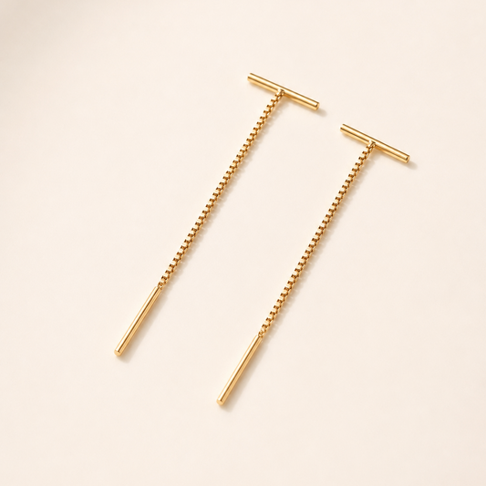 Brincos Fio Dourado com Barra