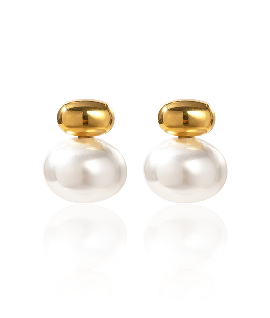 Brincos Pérola com Topo Dourado